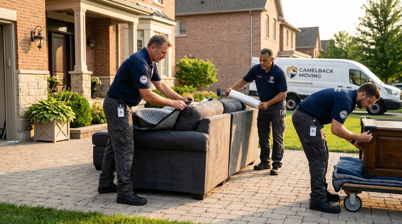 Large estate moving crew wrapping furniture in Holbrook, AZ