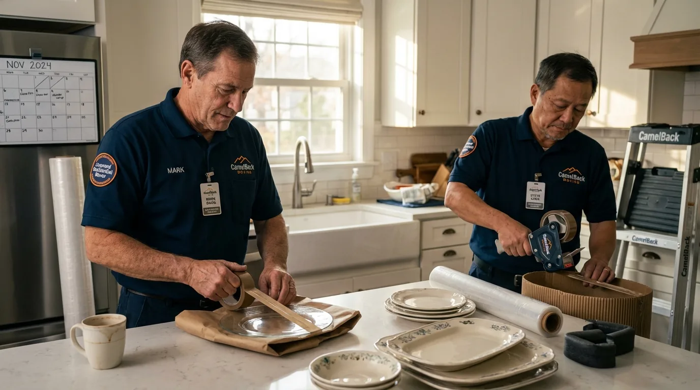 Professional crew packing kitchen dishware in Holbrook, AZ